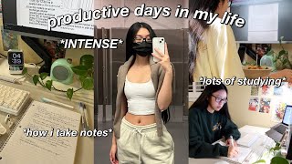 STUDY VLOG  VERY productive days in my life  cramming a month of work how i take notes amp books ☁️ [upl. by Ailet]