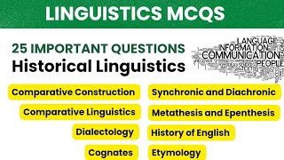 Linguistics MCQS  History of English  Diachronic and Synchronic  Historical linguistics Cognates [upl. by Nilre]