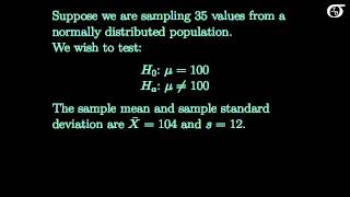 Hypothesis tests on one mean t test or z test [upl. by Eyr215]