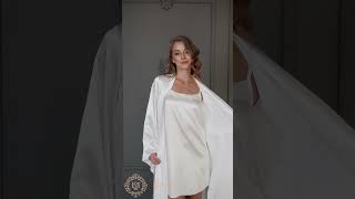 Bridal Peignoir Set in Classic White Chemise and Kimono [upl. by Enyaz]