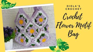 How To Crochet Flower Motif Bag For Beginner 107 [upl. by Ahsienad]