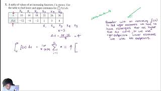 A table of values of an increasing function f is shown Use the table to find lower and upper estima [upl. by Karsten]