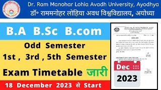 Rmlau odd semester exam timetable 2023  rmlau 1st 3rd 5th Semester exam timetable 2023  rmlau [upl. by Hogen]