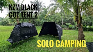 SOLO camping  KZM black cot tent 2 Armys Camp Ground  RaIny day [upl. by Robinet546]