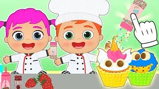 BEBES ALEX Y LILY Aprende a hacer cupcakes con los Bebes 🥣 Juegos y dibujos animados de Cocina [upl. by Aehtrod]