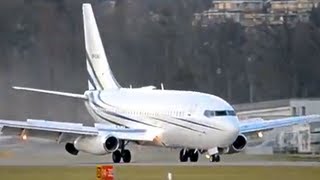 Rare Boeing 737200 Advanced  Landing in Berne HD [upl. by Dur]