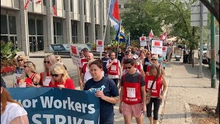 Striking MGEU members march to Manitoba Legislature Tuesday Aug 15 2023 [upl. by Treblah]