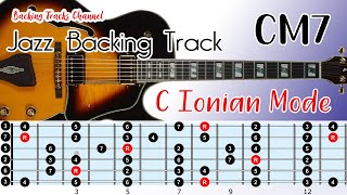 Ionian Mode Jazz Guitar Backing Track With Scale Chart  C Major [upl. by Nnuahs]