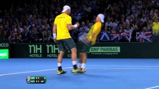 Lleyton Hewitt and Sam Groth AUS chest bump [upl. by Domenech]