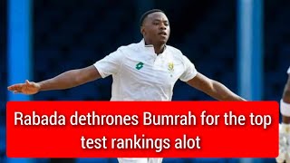 Kagiso Rabada dethrones Jasprit Bumrah to top ICC Test Bowling Rankings [upl. by Rahas]