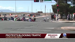 Demonstration blocks entrance to Kirtland AFB [upl. by Nanyt508]