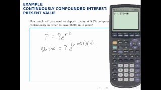 Finance Example Present Value with Continuous Compound Interest [upl. by Gerta27]