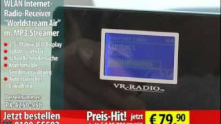 VRRadio WLAN InternetradioReceiver quotWorldstream Airquot m MP3Streamer [upl. by Doraj922]