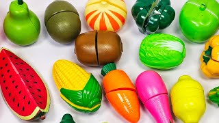 ASMR 木のおままごとセットと本物の野菜と果物を切る！おもちゃでリアルなやさいの名前をおぼえよう [upl. by Ramos]