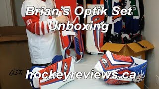 Brians Optik Goalie Pads and Gloves Set Unboxing [upl. by Karlotta722]