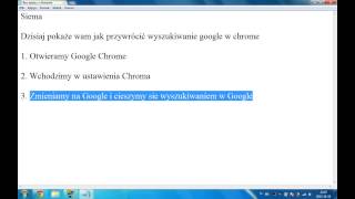 Jak przywrócić wyszukiwanie google w chrome [upl. by Rochelle]