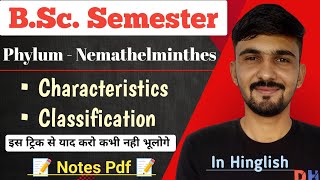 Nemathelminthes Classification amp Characteristics  Aschelminthes  Bsc Semester  By Dadhich Sir [upl. by Eenahpets573]