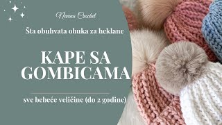 Obuka za heklanje kape sa gombicama sve veličine za bebe šta obuhvata [upl. by Euhsoj]