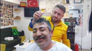 ASMR TURKISH BARBER WITH SLEEP HYPNOSIS asmrcambeylimassageHAIR WASH PERFECT MASSAGE ON THE CHAIR [upl. by Dazhehs]