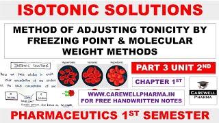 Isotonic Solution  Hypertonic Hypotonic  Freezing Point amp Molecular Weight  B Pharma 1 Semester [upl. by Buehler648]