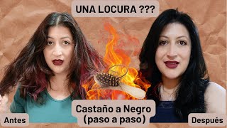 DE CABELLO CASTAÑO A NEGRO EN CASA 🙆🏻‍♀️🍃💆🏻‍♀️ cabello colors cabellohermoso [upl. by Carrie]