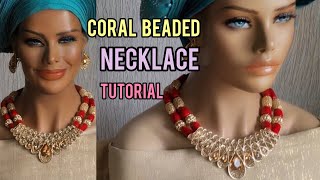 layer coral beaded necklace tutorial beadsjewellery necklacetutorial coralbeads [upl. by Aihsia]