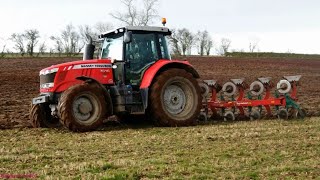 Ploughing with MF 7616 and Four Furrow Plough in Some Very Nice Soil [upl. by Gregory]