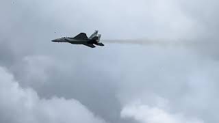 Farnborough Air Show 2024 Skilled pilot demonstrates skills on military aircraft Mig29 [upl. by Jerol]