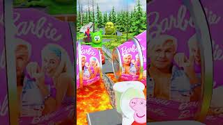 🎀 Cars Going Over Log Trap Bridge Lava Bollard Barbie [upl. by Icak]