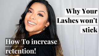 HOW TO FIX RETENTION ISSUES WITH LASH EXTENSIONS  WHY YOUR LASHES WONT STICK [upl. by Hareenum]