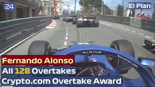 All 128 Overtakes From Fernando Alonso in 2021 Cryptocom Overtake Award Runnerup [upl. by Cut829]