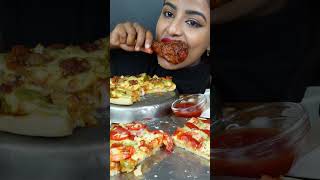 ASMR Eating Spicy Buffalo ChickenCheese PizzaPav BhajiLeg Piece Street Food ASMR Eating Mukbang [upl. by Allene]