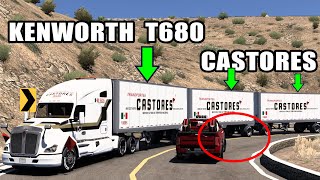 TRIPLE Trailer de CASTORES Paquetería Kenworth T680 Ruta Baja Sur American Truck Simulator [upl. by Melba]