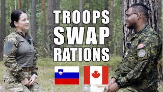 Canadian 🇨🇦 and Slovenian 🇸🇮 soldiers swap rations [upl. by Hound]