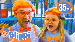 Blippi and Hometown Hero Layla Visit an Indoor Playground  BEST OF BLIPPI TOYS [upl. by Risa284]