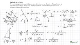 Zadanie 11 Matura maj 2010 PR Stereometria [upl. by Arihday516]