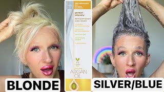 BLONDE TO BLUESILVER HAIR One N Only Silver [upl. by Ahsuatan]