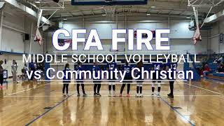 CFA Middle School Volleyball vs Community Christian Academy [upl. by Aikaj778]