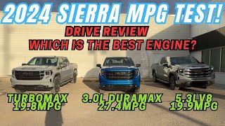 2024 GMC Sierra 1500 Drive review and MPG comparison Turbomax vs 30l diesel vs 53l V8 Which wins [upl. by Ydnelg]