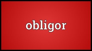 Obligor Meaning [upl. by Devine77]