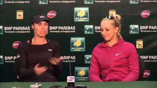 BNP Paribas Open Sabine LisickiMartina Hingis First Round Press Conference [upl. by Mikal806]