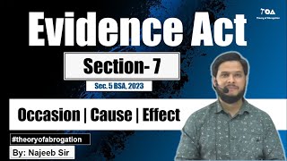 Sec 7 Indian Evidence Act  Occasion  Cause  Effect of fact is issue  Sec 5 BSA 2023 [upl. by Fanchan21]