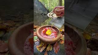 Cooking zucchini ring kebab on natural stone 🥩 cookingtips [upl. by Neelear769]