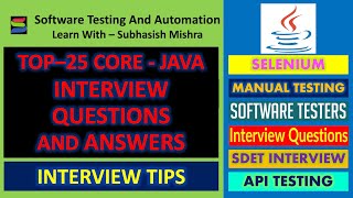 Top 25 Java Interview Questions and Answers for SDET [upl. by Harim]