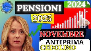 🔴 PENSIONI NOVEMBRE 2024ANTEPRIMA CEDOLINO BONUS IMPORTI IRPEF DATE PAGAMENTO ✅AUMENTI 2025 [upl. by Aseela]