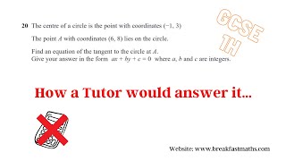 Maths GCSE Edexcel MayJune 1H non calculator q20 tutorteacher walkthrough solutions [upl. by Kleon30]