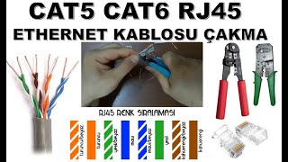 CAT5 KABLOSU NASIL ÇAKILIR CAT6 KABLOSU NASIL ÇAKILIR rj45 ETHERNET KABLOSU NASIL ÇAKILIR [upl. by Telocin]