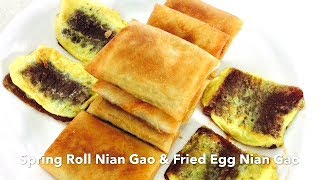 Fried Spring Roll Nian Gao amp Pan Fried Nian Gao with Eggs [upl. by Blood]