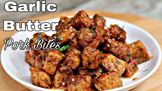 Quick and Easy Garlic butter Pork Bites  You Wont Make Pork Chops Any Other Way [upl. by Ardnaik497]