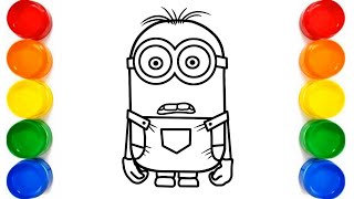 Minion drawing painting and colouring for kids and toddlers Minion drawing for kids and toddlers [upl. by Eniawd]